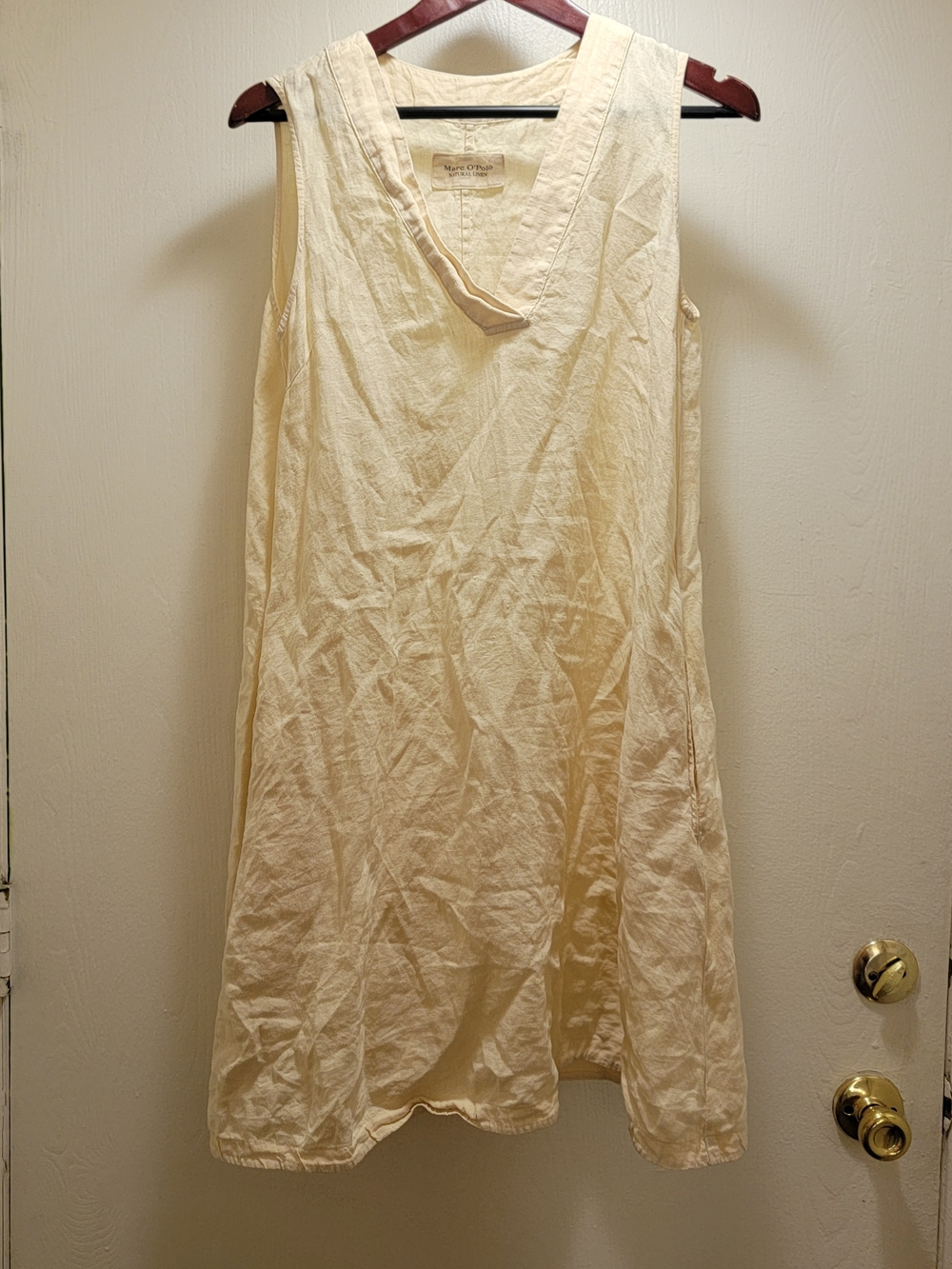 Marc O'Polo Natural Linen Sleeveless V-Neck Dress - Light Cream